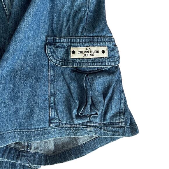 Vintage90s Calvin Klein Cargo Denim Shorts Size 10 - Picture 5 of 7